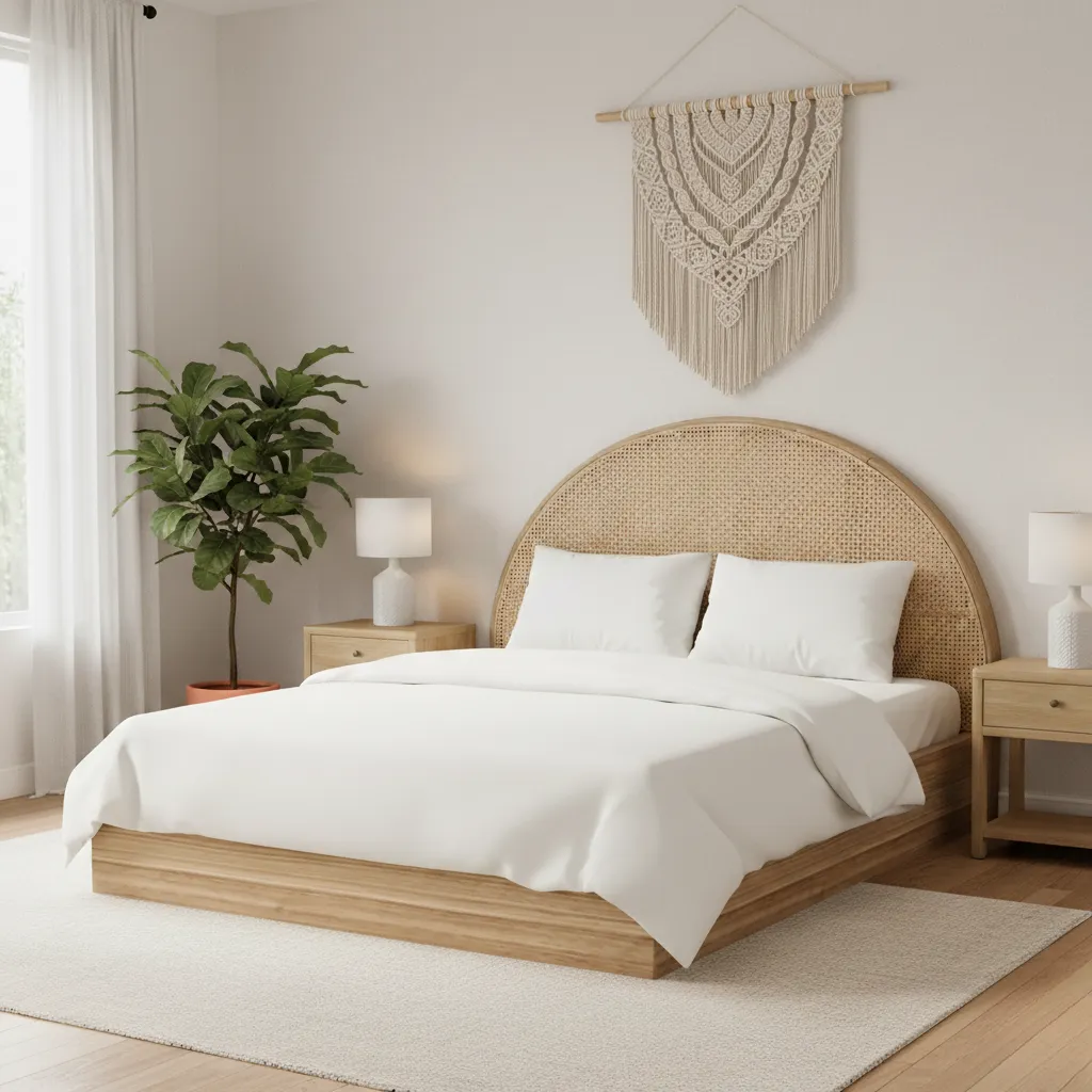 Cane Bed and Headboard 1