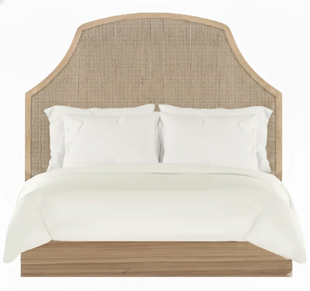 Rattan Convex Bed and Headboard- Extra Large 0