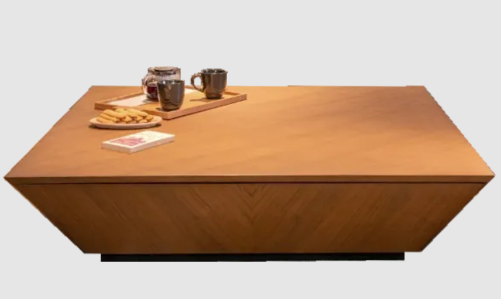 Edge Coffee Table - Oak Wood With 1 Side Drawer 0