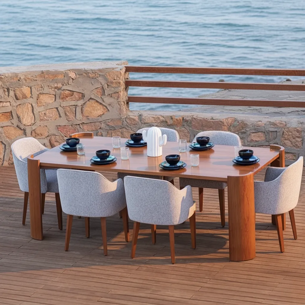 Glimmer Beech Wood Dining Table With Cherry Veneer 4