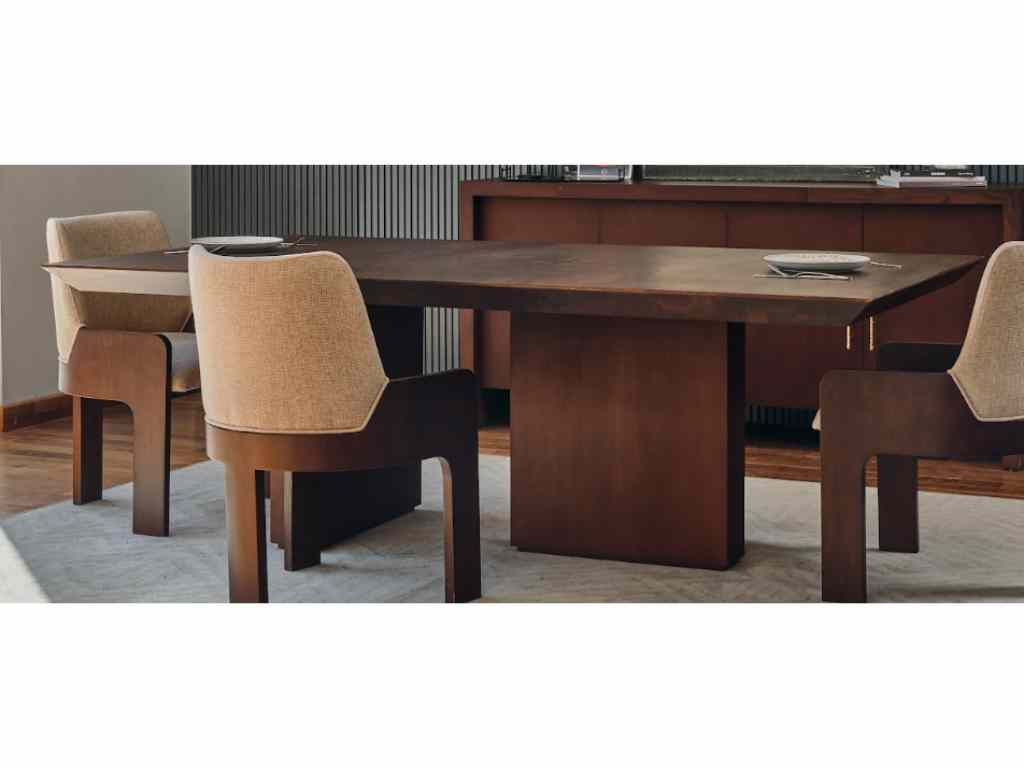Belt Walnut Burl Veneer Dining Table – Beech Veneer Legs 0