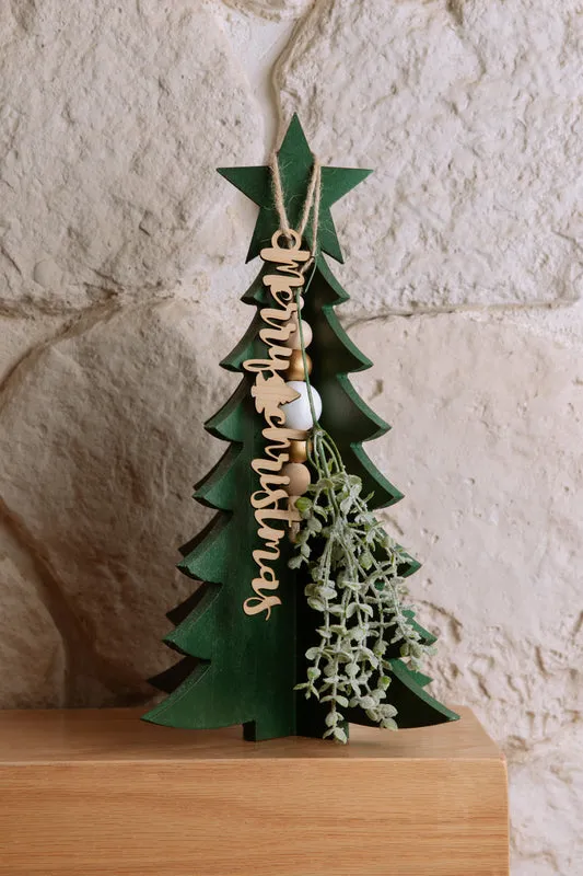 Green Wooden Christmas Tree Decor 1