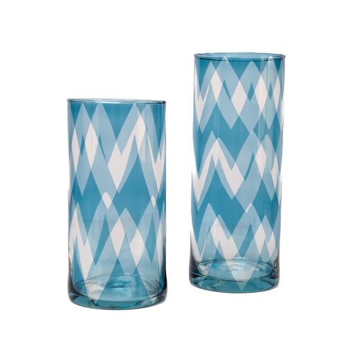Sky Blue Chevron Vase 1