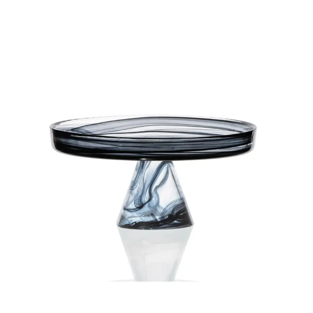 ArdaCam Leona Footed Platter – Black Glass 0