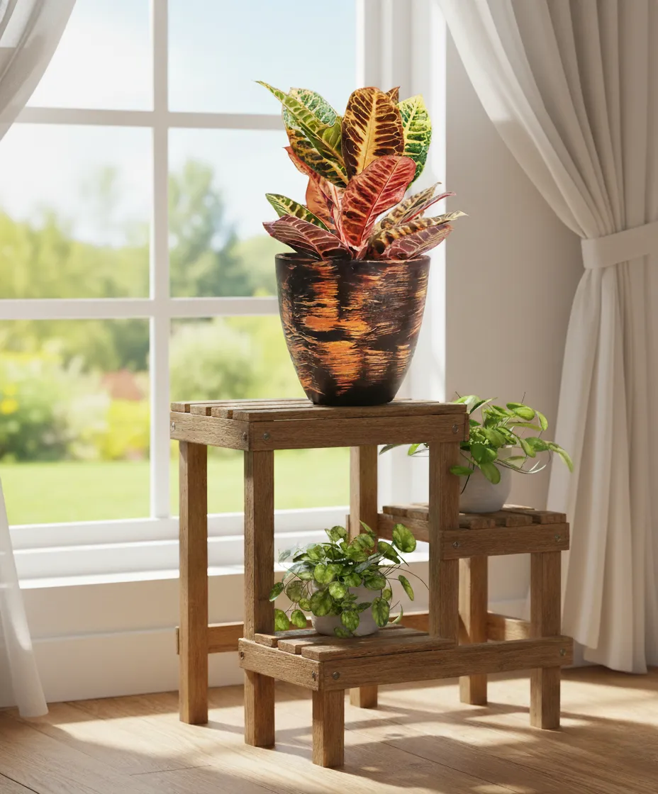 Croton Plant with Brown Pot 1