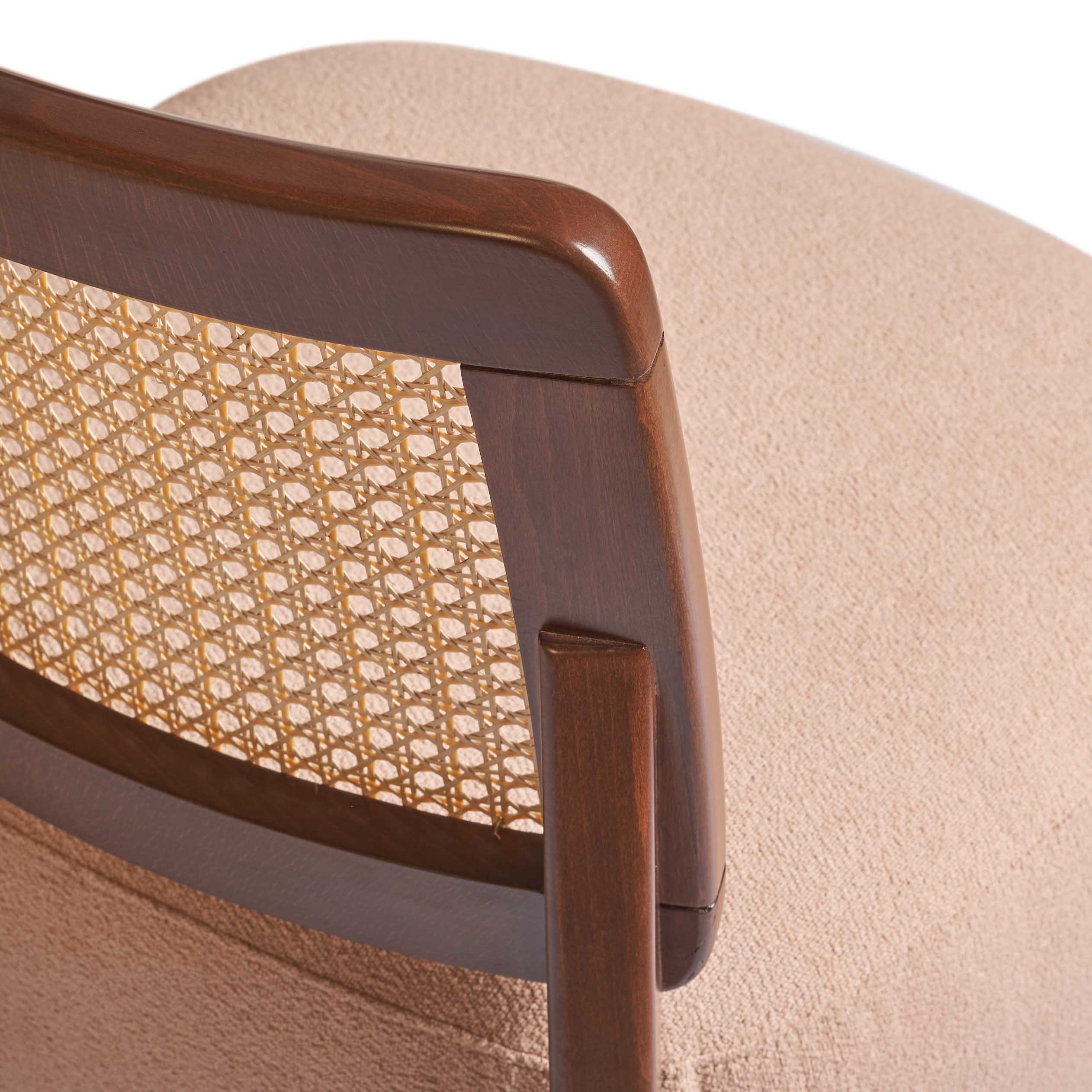 Mellow Wooden Chair – Cushioned Seat With Cane Backrest 4