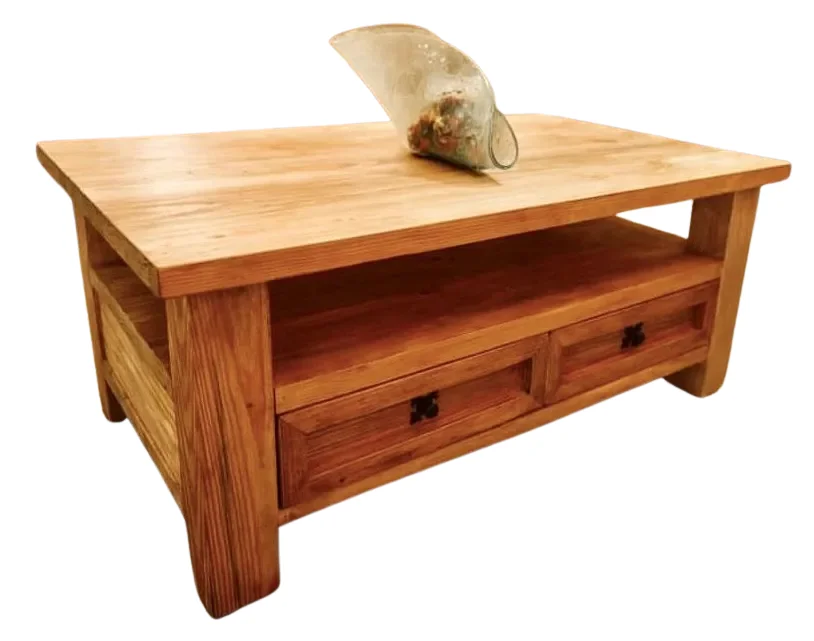 Rustic Drawers Table With Lower Shelf - Spacious Storage 0