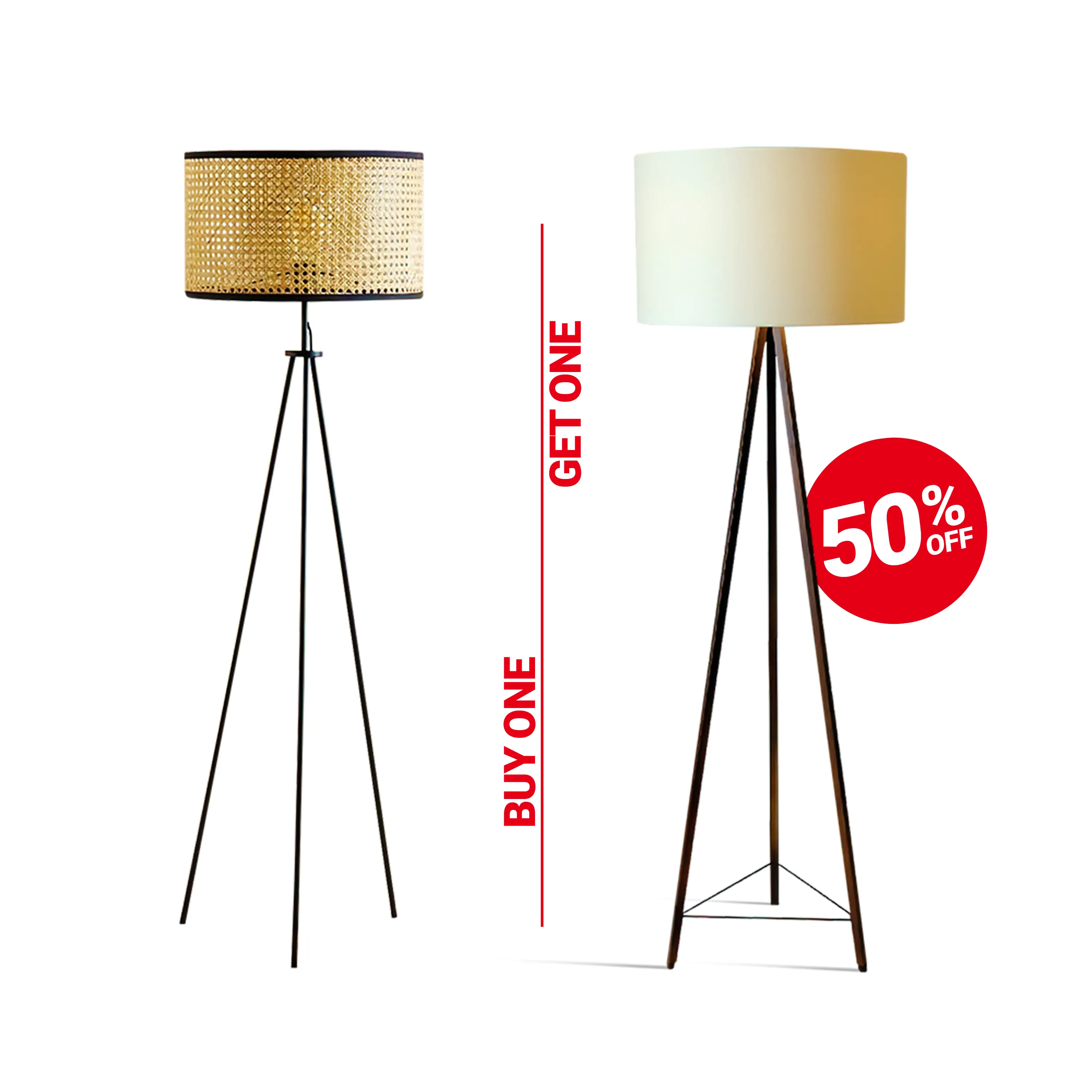 Cane Floor Lamp + Tripod Floor Lamp 0