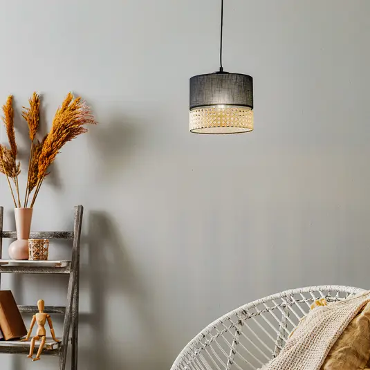 Emma Modern Pendant Straw and Black - YLM011 1
