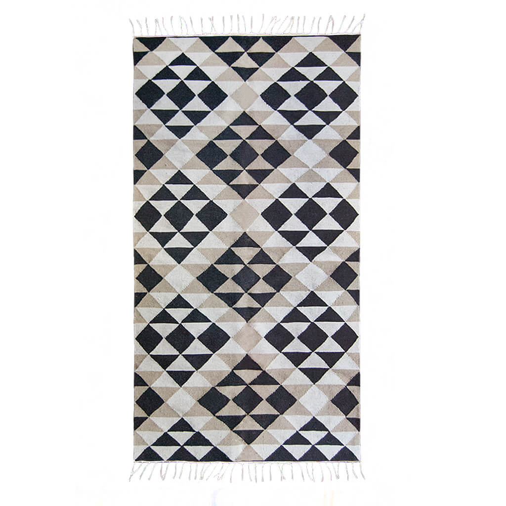 Dunes Handwoven Wool Rug – Geometric Diamond Pattern 0