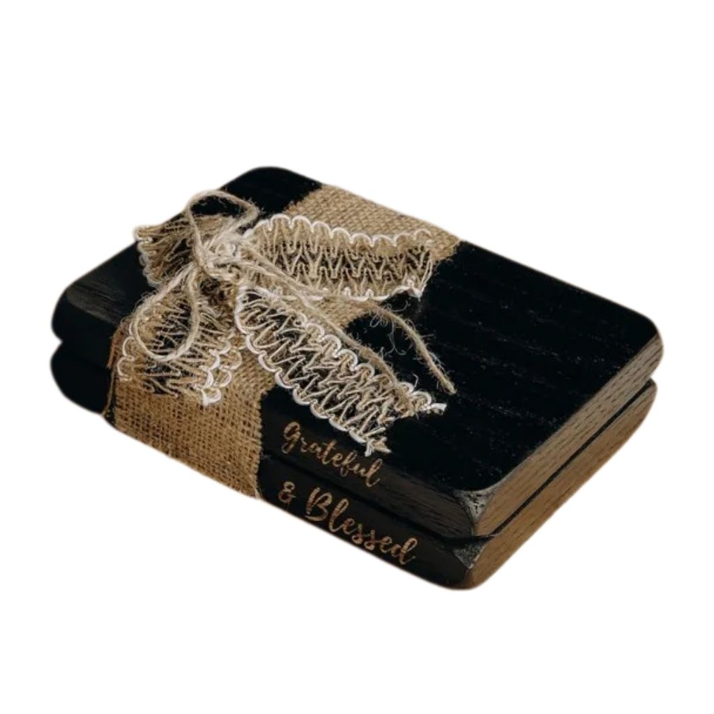 Grateful Ribboned Black Wood Book 0