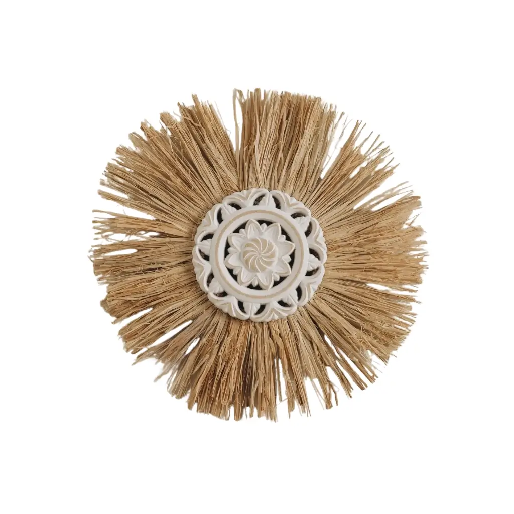 Straw Floral Carved Wall Hanging 0