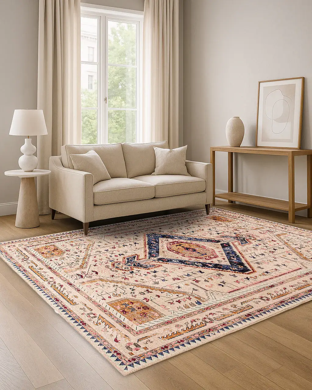 Mahriza Digital Woven Rug – Tribal Geometry and Modern Comfort 2