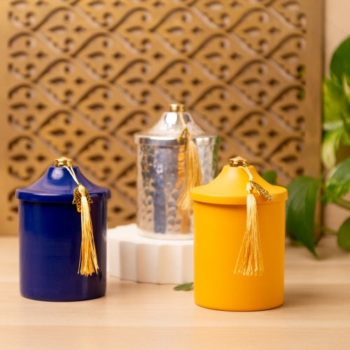 Orchid & Jojoba Scented Pyramid Candle Cup Yellow 2