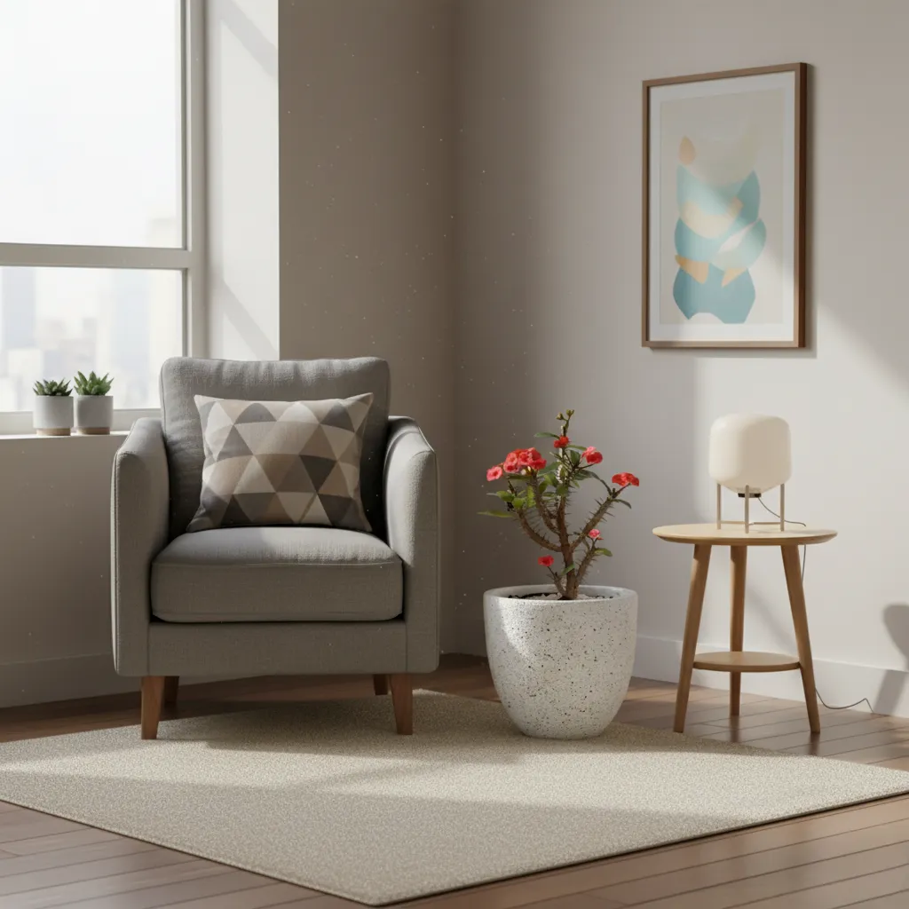 Euphorbia with a terrazzo white pot 1