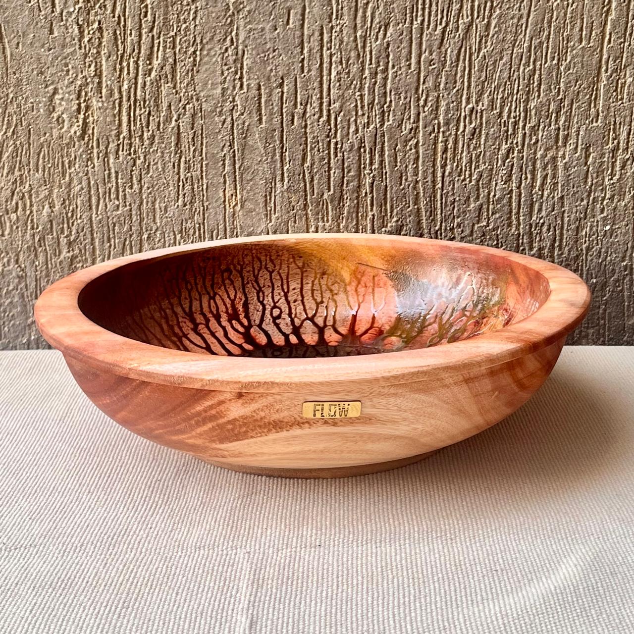 Maroon Epoxy Bowl – Handmade Kaya Wood Art 1