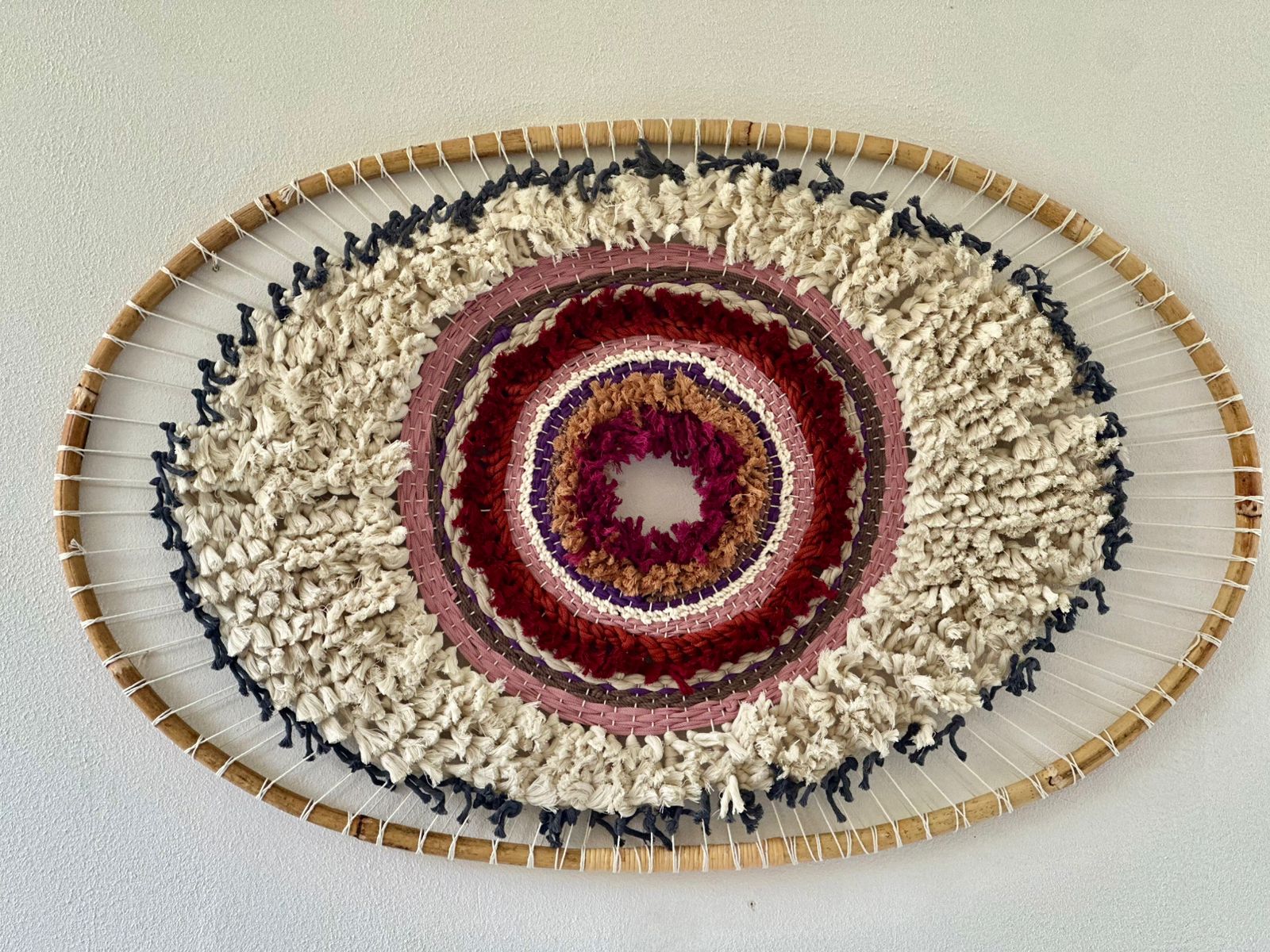 Mati Oval Handmade Wall Hanging in Red & White 0