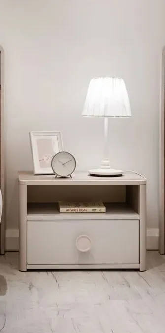 Victoria Nightstand With 1 Drawer & Shelf - Beige Color 1