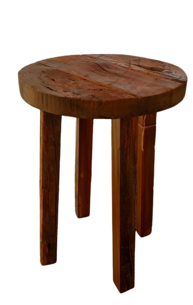 NJ Rough High Stool In Pine Wood - Round Design 0