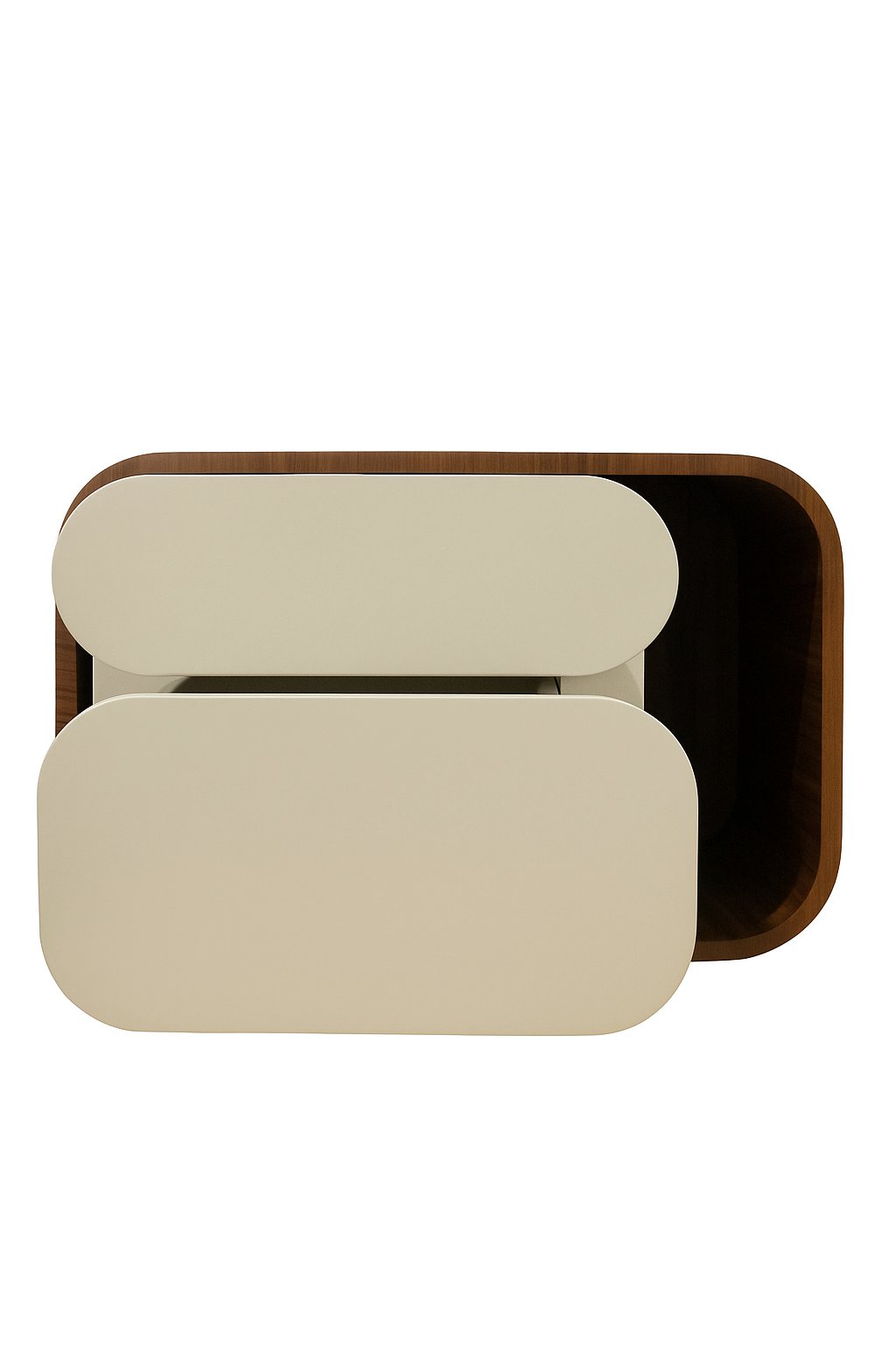 Curved Night Table with Dual Storage Drawers 0
