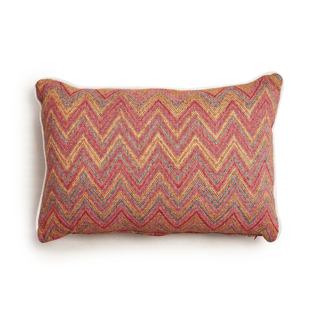 Brick Blue Pattern Cushion With Piping 0