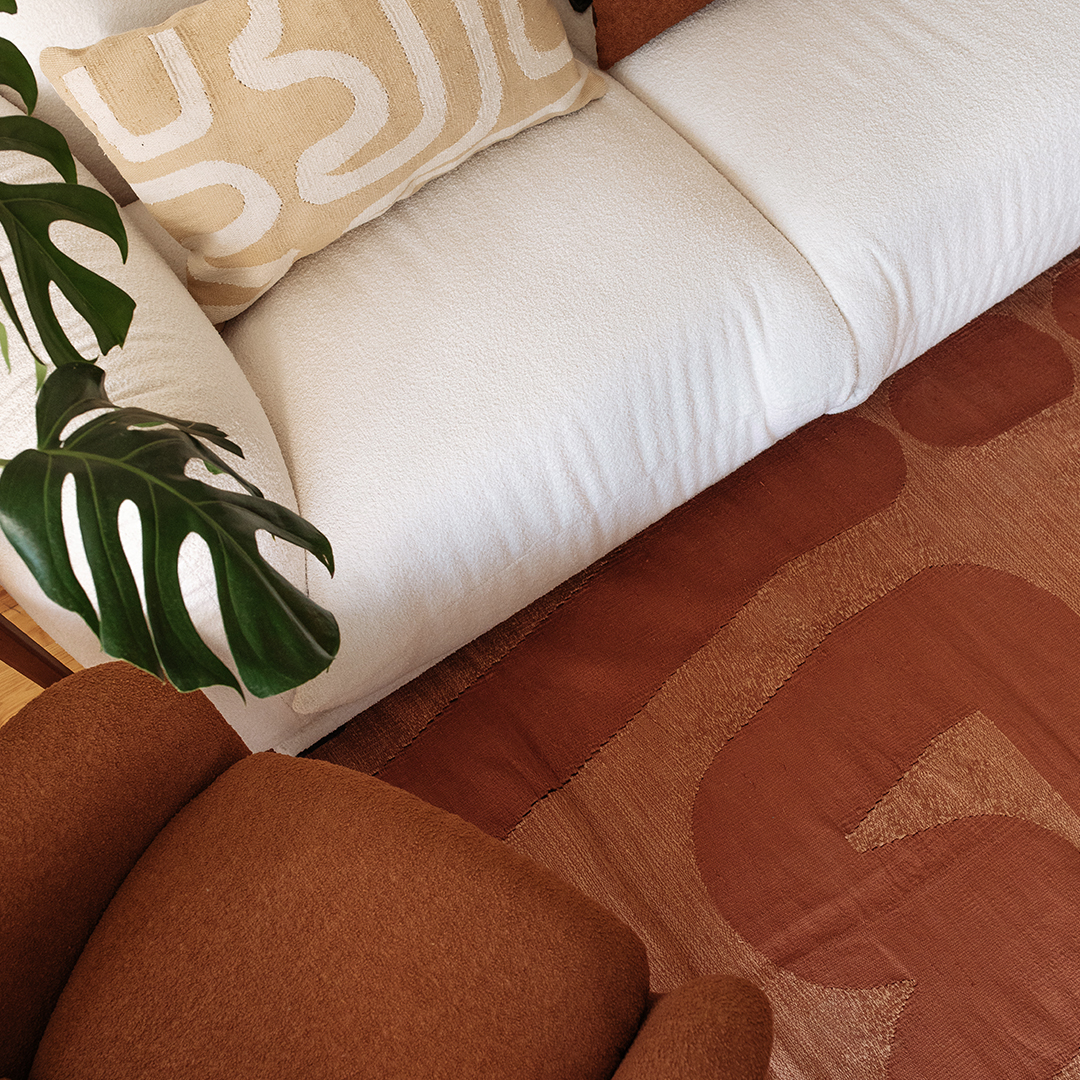 Stroke Abstract Cotton Rug – Handwoven Design in Bold Red 1