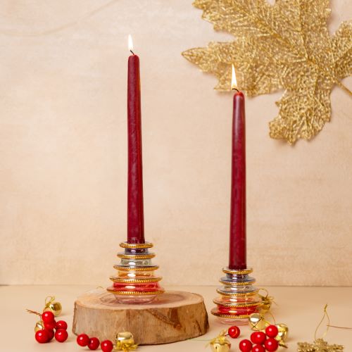 Royal Jewel Glass Candle Holders – Set of 2 3