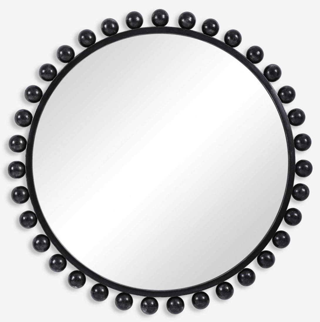 Kholkhal Boho Chic Round Mirror With Lacquered Beaded Frame 0