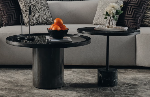 Duo Coffee Tables - 2 Pieces - Black Marble Base 0