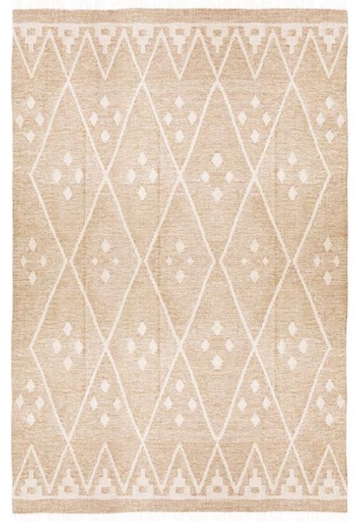 Nava Kilim Rug - Soft Beige With Minimalist Geometric Pattern 0