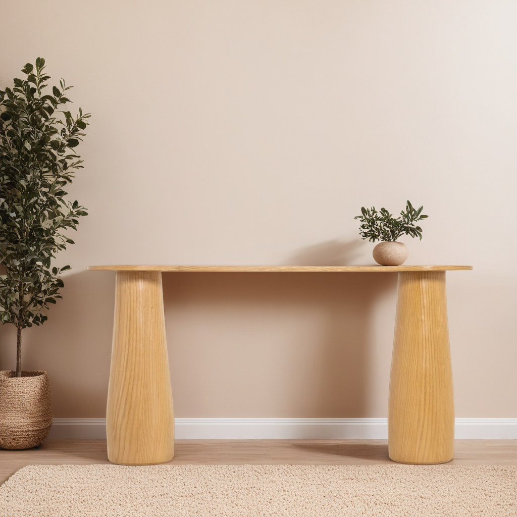 Robbie Organic Console – Natural Oak Base & Breccia Daino Marble Top 3