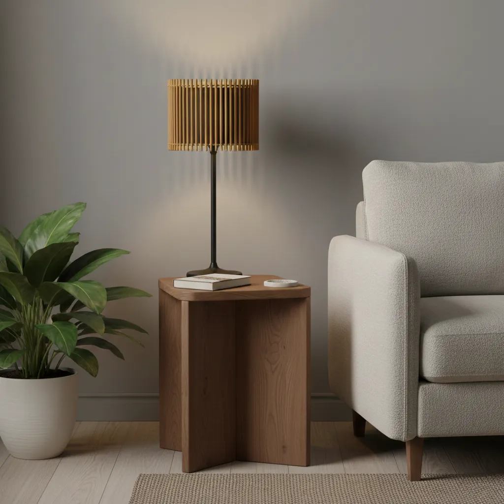 Marcielo Jr Metal Table Lamp with Bamboo Shade 1