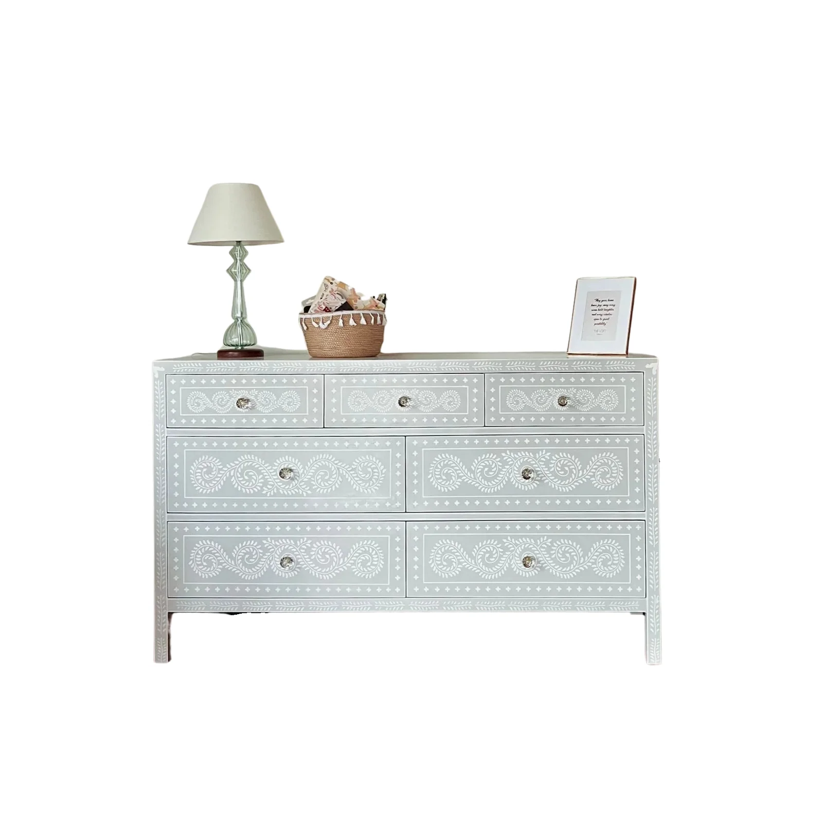 Grey Painted Chest of Drawers - 7 Drawers Of Two Sizes 0