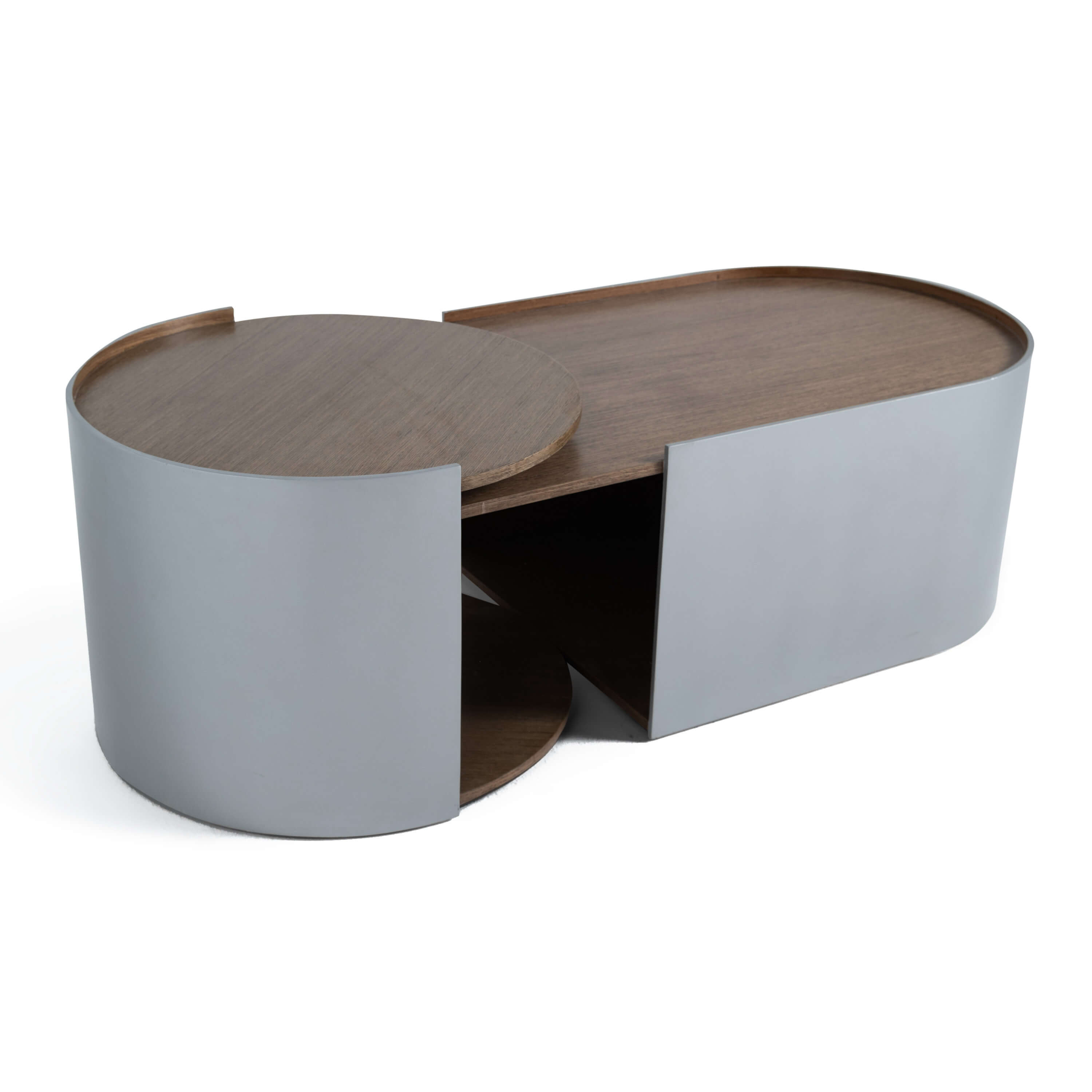 Lissa Oval Coffee Table – Brown Wenge Veneer and Grey Finish 1