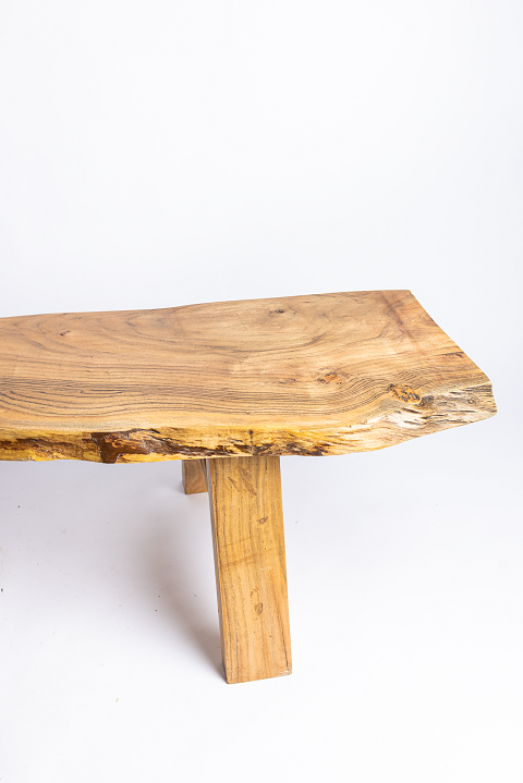 Kai Hand-Carved Live Edge Acacia Wood Bench 3