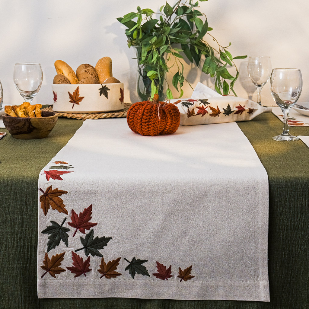 Maple Leaves Canvas Table Runner 0
