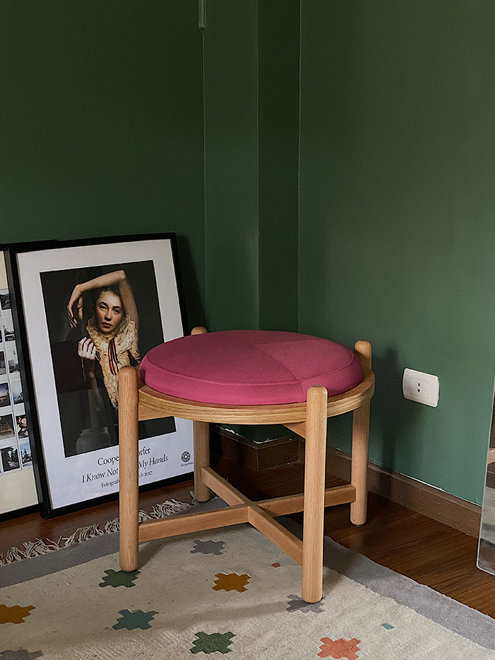 Nordica Tora Stool - Sturdy Wooden Legs - Round Padded Seat 1