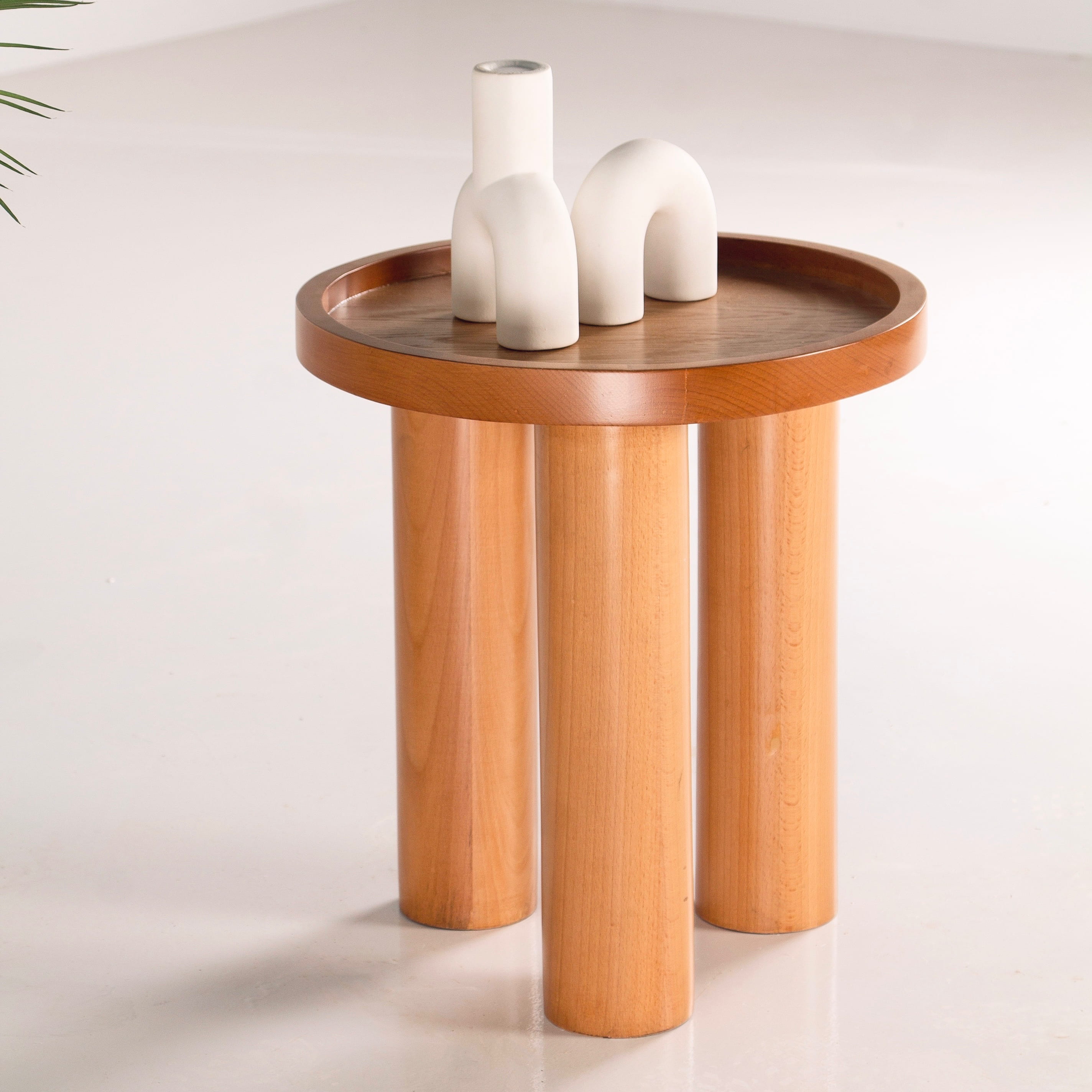 Beech Side Table - Round Design - Three Legs Sturdy Base 0