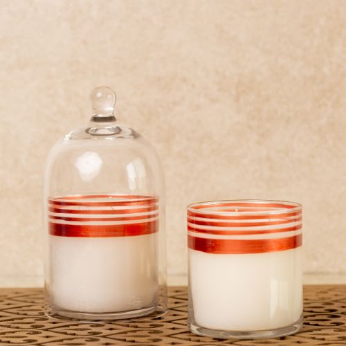 Caramelized Vanilla Scented Stripes Glass Candle Cup 1