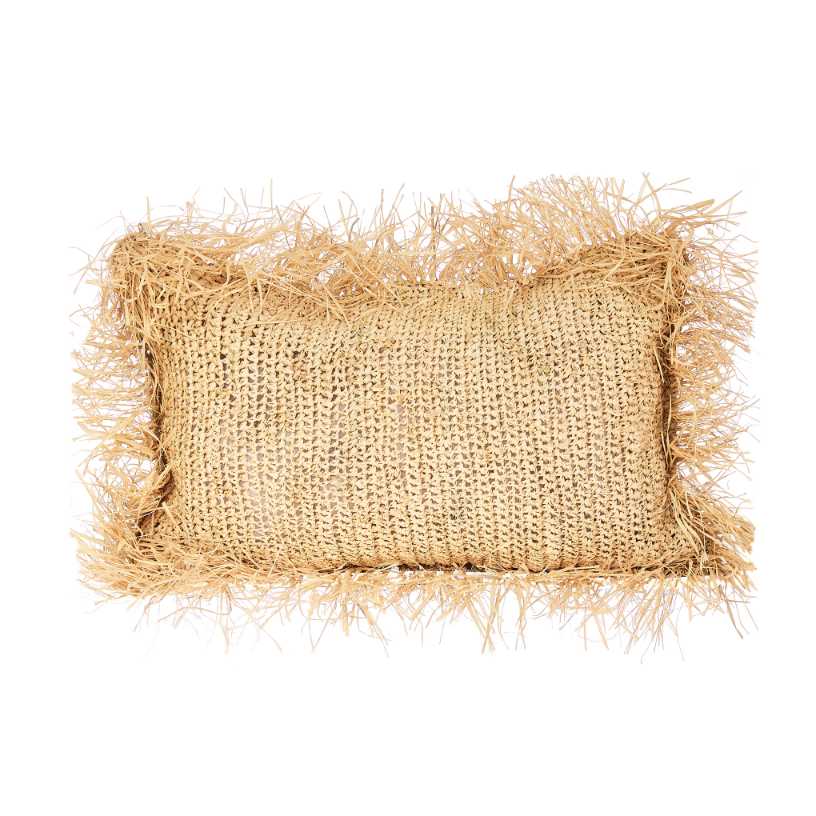 Rectangle Raffia Cushion with Fringe 0