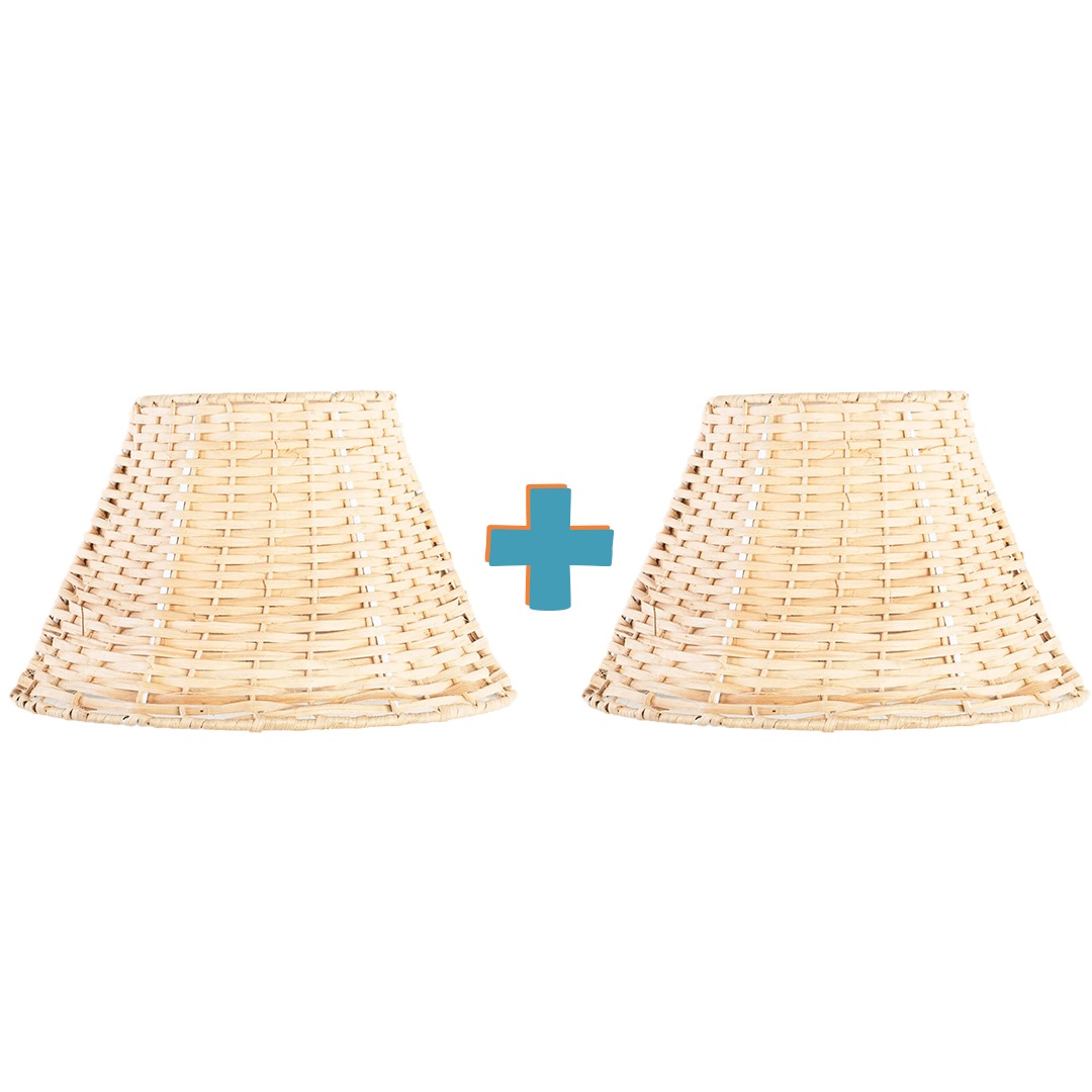Wide Bamboo Wall Lamp Set - Bohemian Style Shades - A113 0