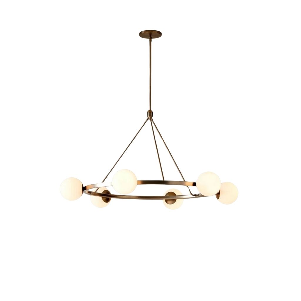 Modern 6-Light Ring Ceiling Lamp in Gold Steel with Opal Glass - YL745 0