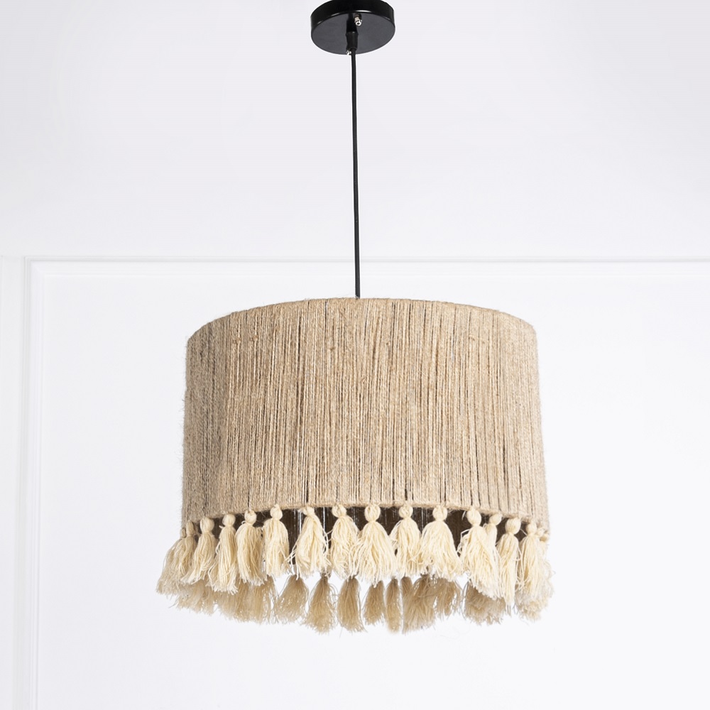 Jute & Tassel Lamp Pendant 0