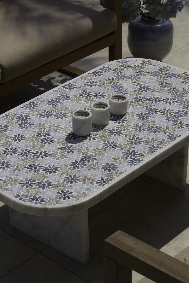 In Full Bloom Marble Coffee Table - Rectangular - White 8