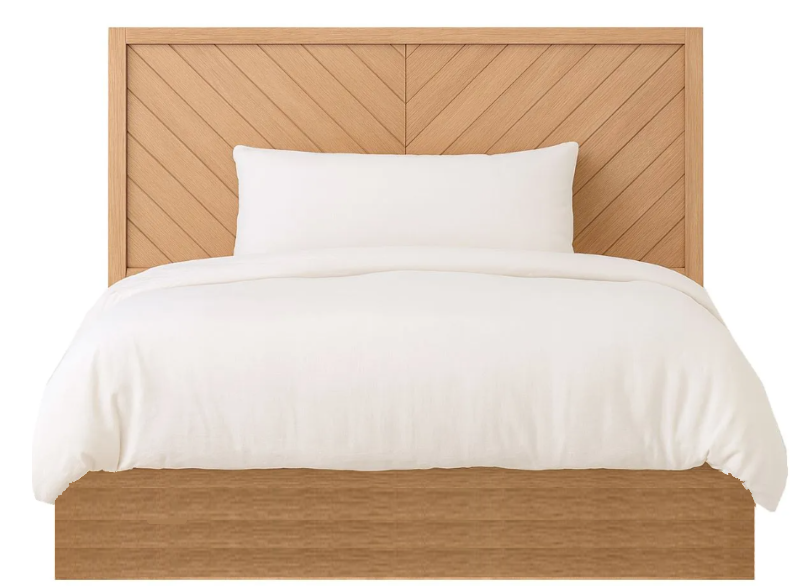 Chevron Wooden Bed With Modern Headboard 0