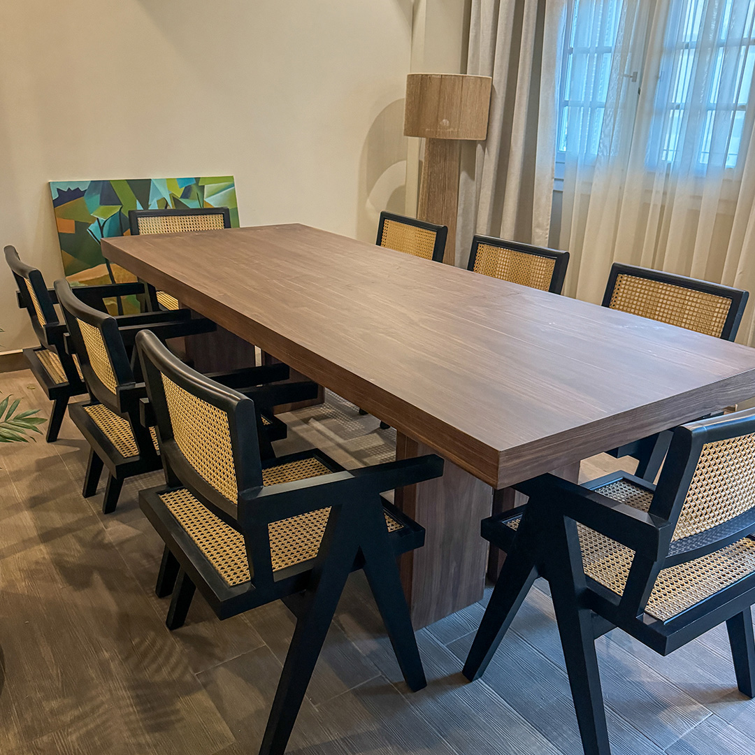 Japandi Rectangular Dining Table With Sturdy Base 0