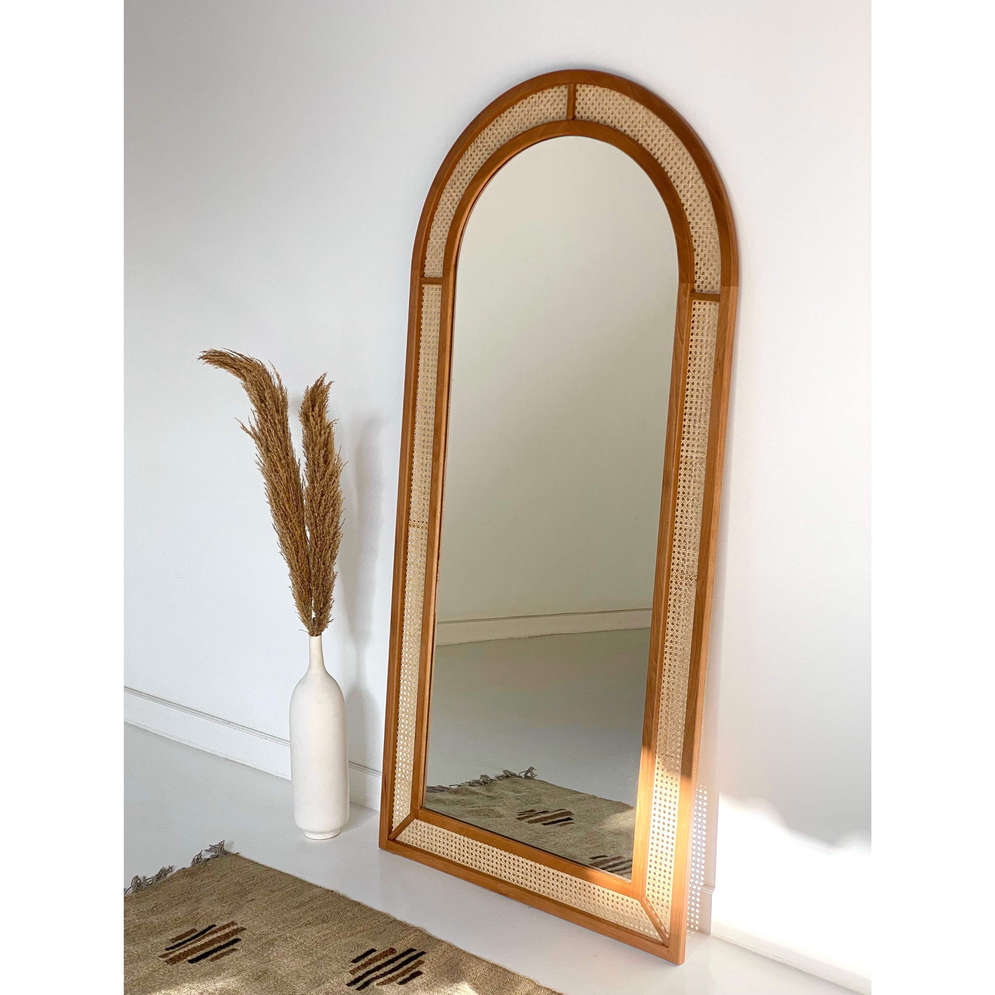 Dale Beech Wood & Rattan Arch Mirror 1