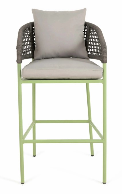 The Net Barstool – Outdoor Aluminum Bar Chair with Rope Back and Cushioned Seat 3