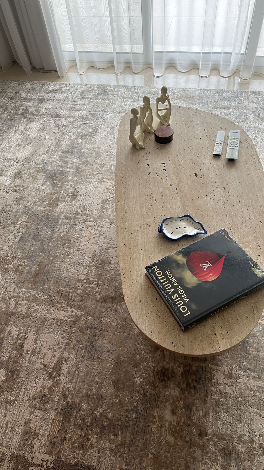 Travertine Marble Coffee Table - Oval Design 0