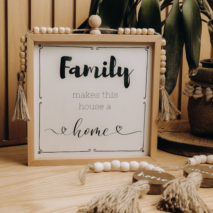 Family Beaded Wood Frame 0
